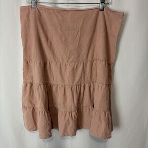 Vtg Y2K American Eagle Corduroy Skirt Pink Tiered Sz 14 CottageCore Coquette
